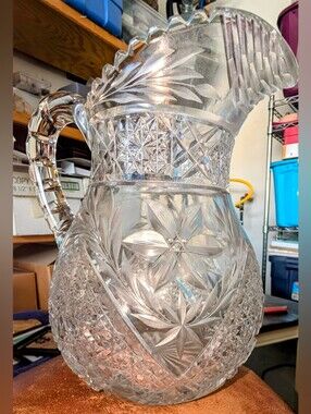 MINT Antique American Brilliant Period (ABP) Cut Glass Water Pitcher - No Chips